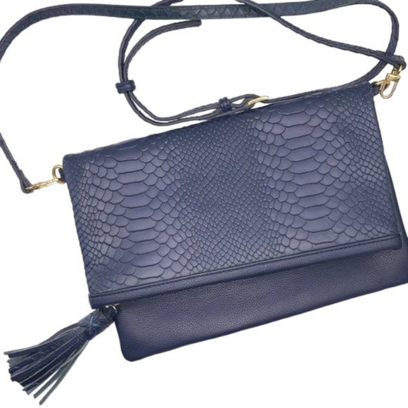 Gigi New York Embossed Python Fold Over Clutch - Picture 2 of 16